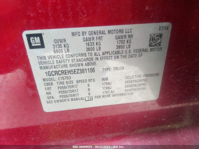 Chevrolet Silverado 1500 Lt 2014 1GCRCREH5EZ381106 Image 14