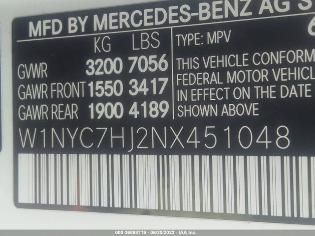 2022 Mercedes-Benz G-Class, VIN: W1NYC7HJ2NX451048