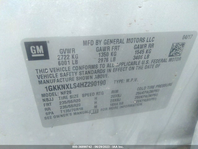 2017 Gmc Acadia Denali მანქანა იყიდება აუქციონზე, vin: 1GKKNXLS4HZ290190, აუქციონის ნომერი: 36898742
