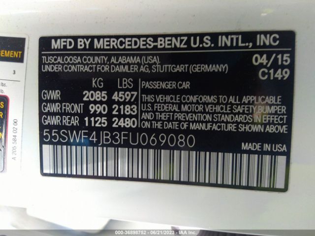 55SWF4JB3FU069080 Mercedes-Benz C-class C 300