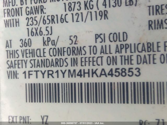 1FTYR1YM4HKA45853 Ford TRANSIT VAN