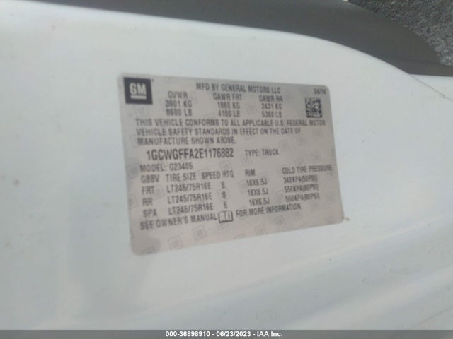 Chevrolet EXPRESS CARGO VAN 2014 1GCWGFFA2E1176882 Image 9