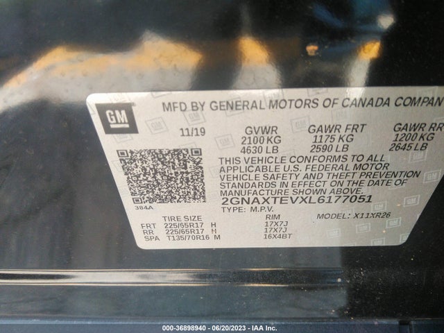 Chevrolet EQUINOX LT 2020 2GNAXTEVXL6177051 Image 9