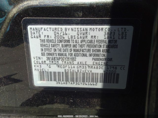 3N1AB7AP3GY261662 Nissan SENTRA S