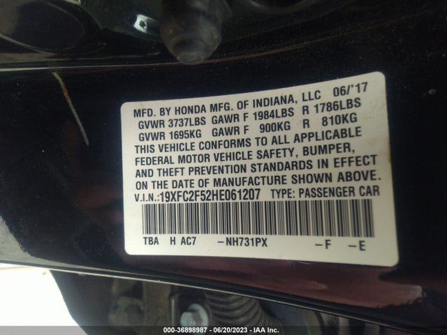 Honda Civic Sedan Lx 2017 19XFC2F52HE061207 Image 9