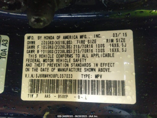 Honda CR-V LX 2015 5J6RM4H38FL057033 Image 9