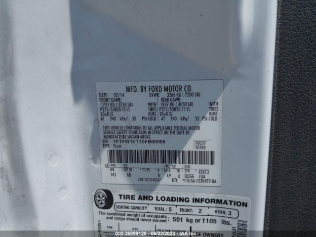 1FTFW1ET1EFB00906 Ford F-150 Xl/xlt/fx4/lariat