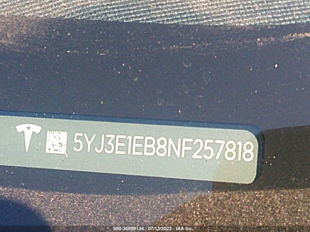 Tesla Model 3 Long Range 2022 5YJ3E1EB8NF257818 Image 9