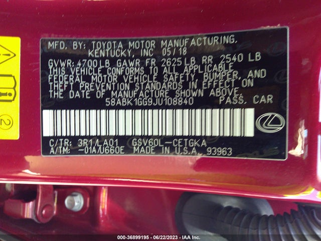 58ABK1GG9JU108840 Lexus Es Es 350