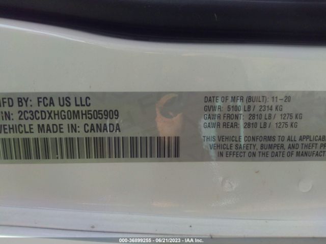 2C3CDXHG0MH505909 Dodge Charger Gt Rwd