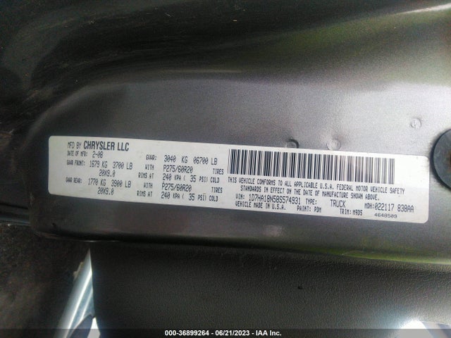 2008 DODGE RAM 1500 SLT VIN: 1D7HA18N58S574931