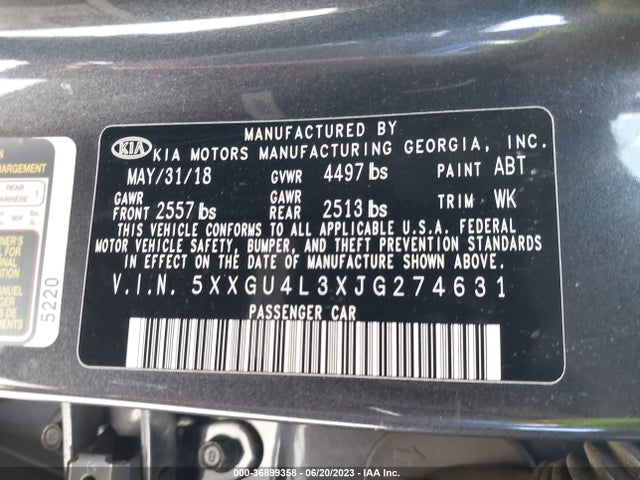 KIA OPTIMA EX 2018 5XXGU4L3XJG274631 Image 11