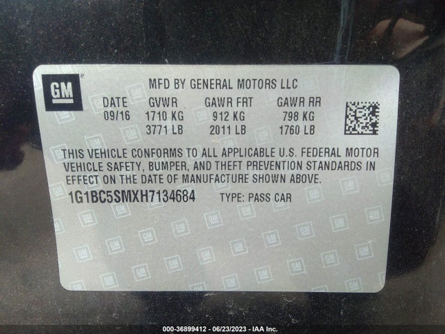 Chevrolet Cruze Ls Auto 2017 1G1BC5SMXH7134684 Image 9