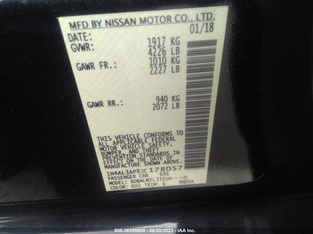 2018 NISSAN ALTIMA 2.5 SV VIN: 1N4AL3AP8JC178057