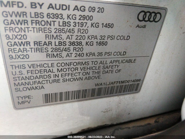 WA1LJAF71MD014096 Audi Q7 Premium Plus