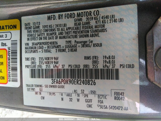 Ford Fusion Titanium 2014 3FA6P0K90ER240826 Image 9