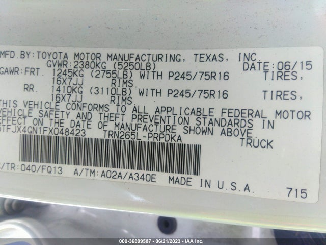 Toyota Tacoma Prerunner 2015 5TFJX4GN1FX048423 Image 9