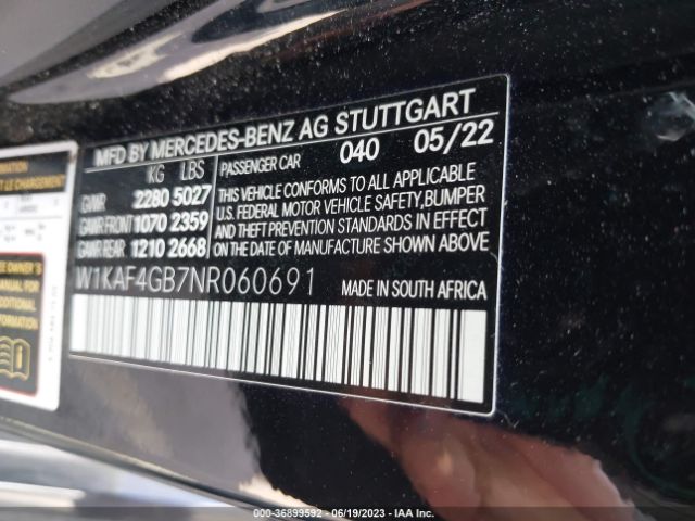 W1KAF4GB7NR060691 Mercedes-Benz C-class C 300