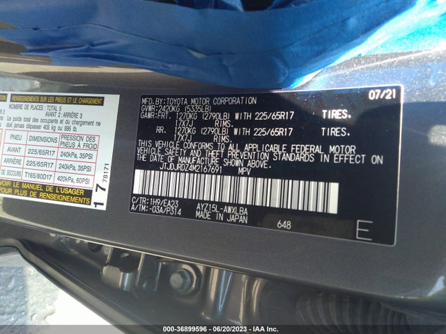 JTJDJRDZ4M2167691 Lexus Nx Nx 300h