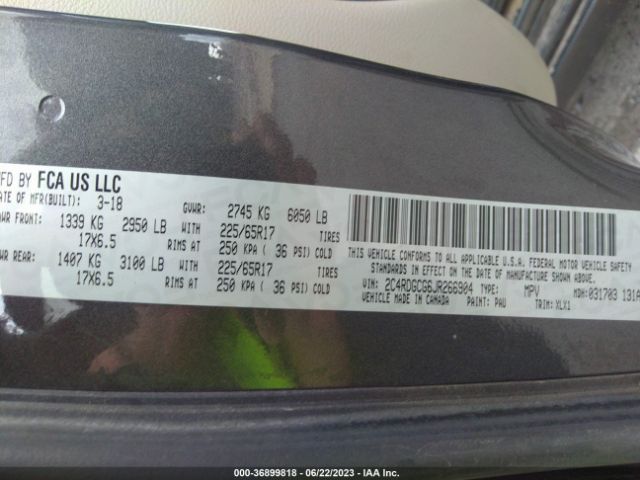 2C4RDGCG6JR266904 Dodge Grand Caravan Sxt