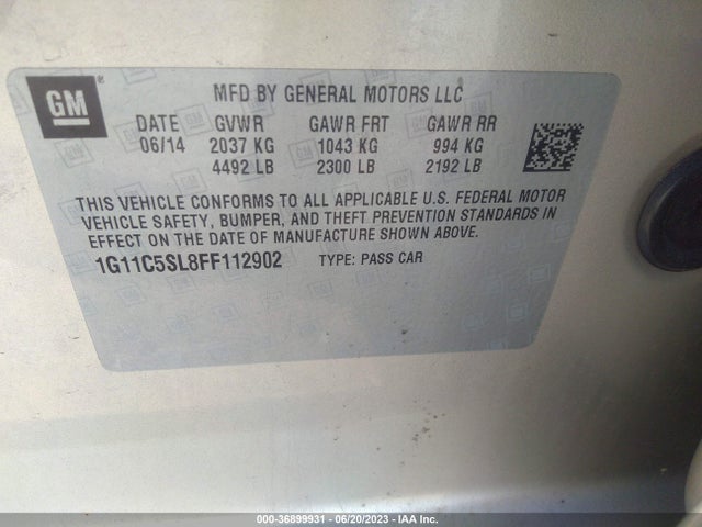 2015 CHEVROLET MALIBU LT VIN: 1G11C5SL8FF112902