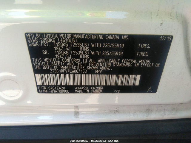Toyota Rav4 Xle Premium 2020 2T3C1RFV4LW067153 Image 16