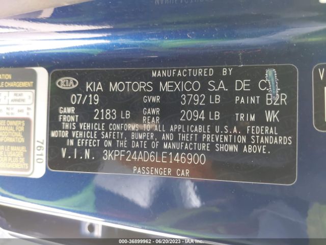 3KPF24AD6LE146900 KIA Forte Lxs
