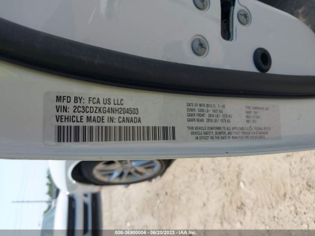 2C3CDZKG4NH204503 Dodge Challenger Gt