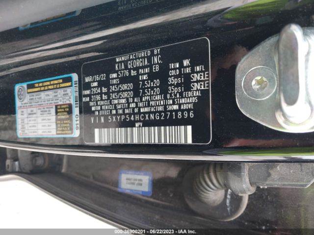 5XYP54HCXNG271896 KIA Telluride Sx