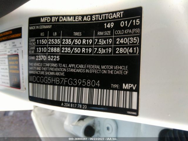 WDCGG5HB7FG395804 Mercedes-Benz Glk-class Glk 350