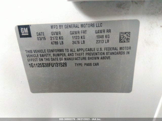 Chevrolet IMPALA LT 2015 1G1125S38FU131528 Image 9