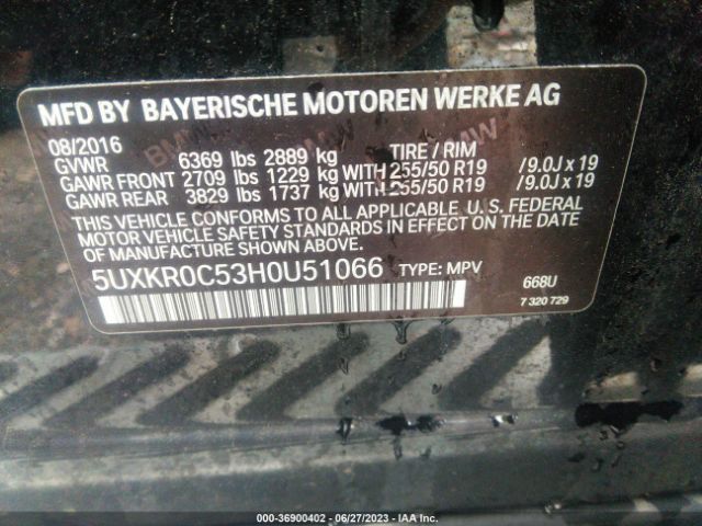 5UXKR0C53H0U51066 BMW X5 Xdrive35i