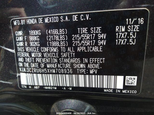 3CZRU6H5XHM708936 Honda HR-V EX