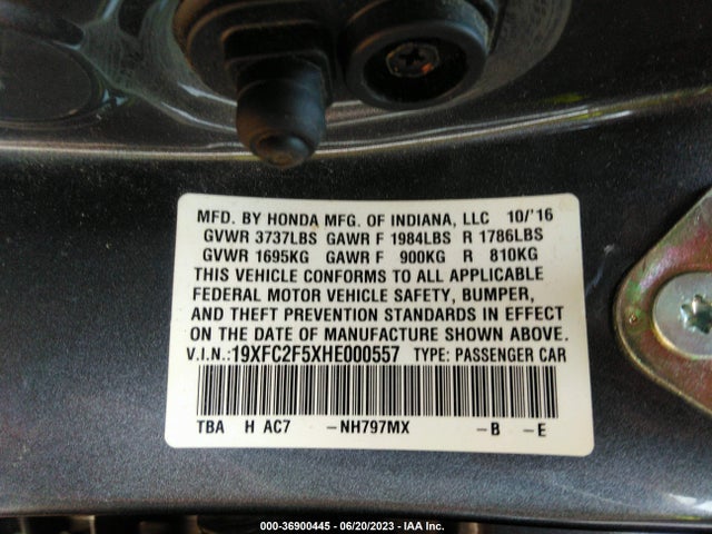 Honda Civic Sedan Lx 2017 19XFC2F5XHE000557 Image 9