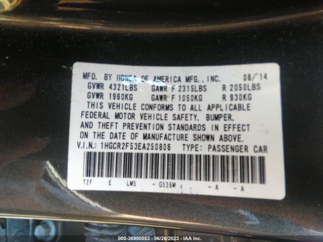 1HGCR2F53EA250806 Honda Accord Sedan Sport