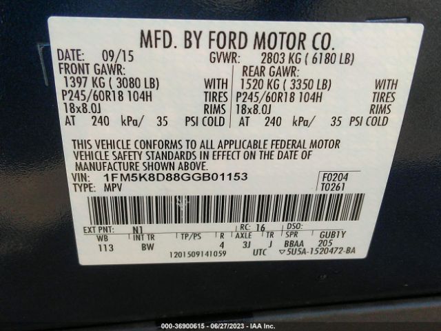 1FM5K8D88GGB01153 Ford EXPLORER XLT