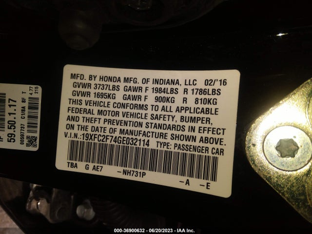 Honda Civic Sedan Ex 2016 19XFC2F74GE032114 Image 15