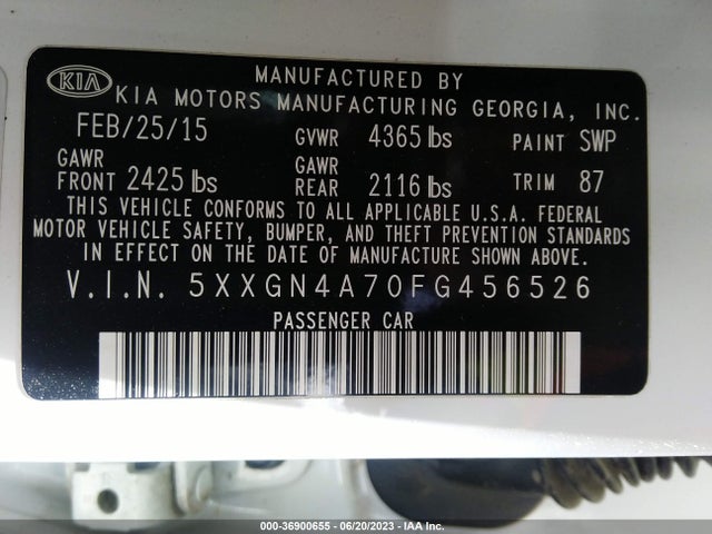 KIA OPTIMA EX 2015 5XXGN4A70FG456526 Image 9