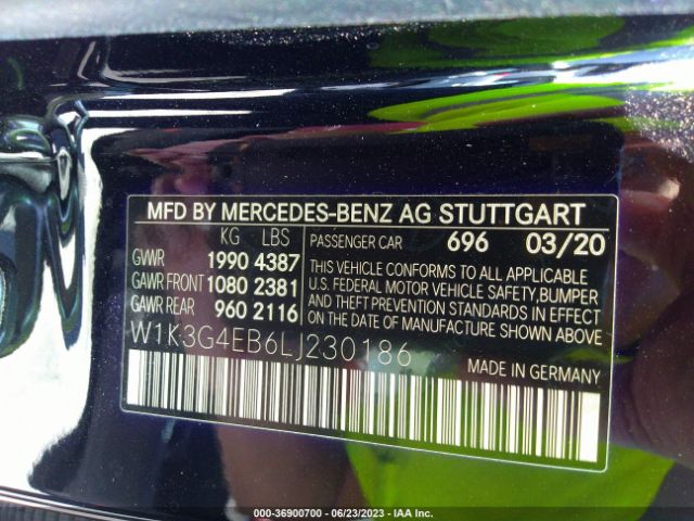 W1K3G4EB6LJ230186 Mercedes-Benz A-class A 220