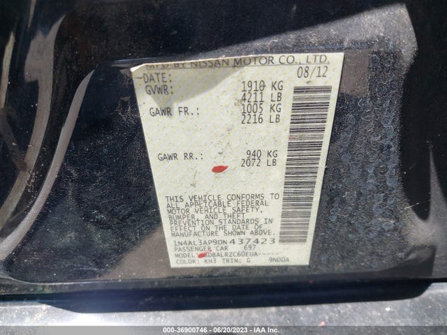2013 NISSAN ALTIMA 2.5 S VIN: 1N4AL3AP9DN437423