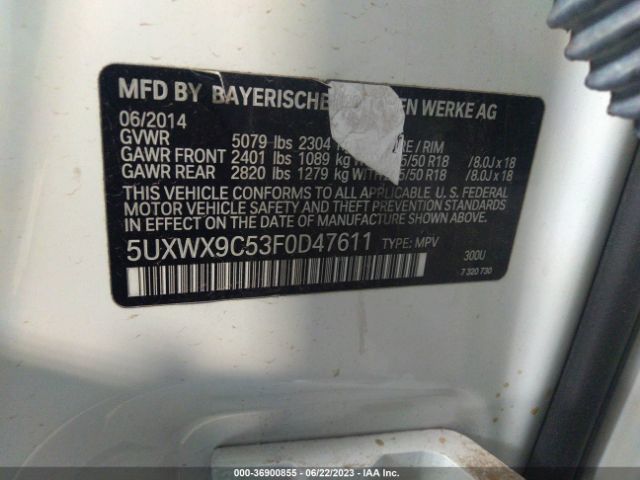 5UXWX9C53F0D47611 BMW X3 Xdrive28i