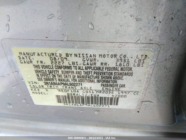 2010 NISSAN SENTRA 2.0 S VIN: 3N1AB6AP9AL602271