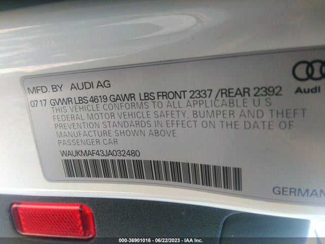 WAUKMAF43JA032480 Audi A4 Premium/tech Premium