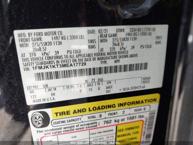1FMJK1KT3MEA17729 Ford Expedition Max Limited