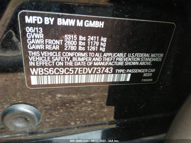 2014 BMW M6, VIN: WBS6C9C57EDV73743