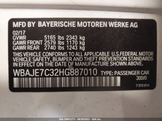 WBAJE7C32HG887010 BMW 5 Series 540i Xdrive