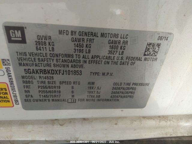 5GAKRBKDXFJ101853 Buick Enclave Leather