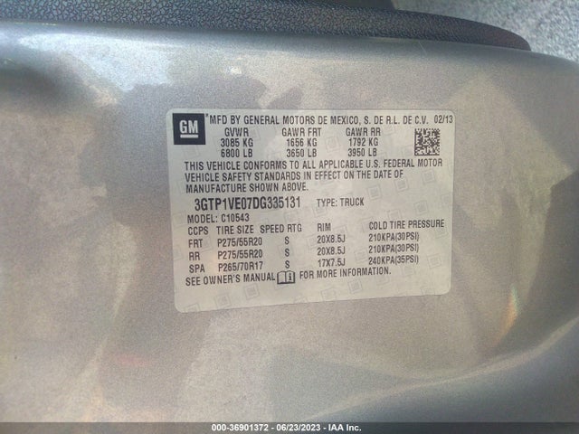 2013 GMC SIERRA 1500 SLE VIN: 3GTP1VE07DG335131