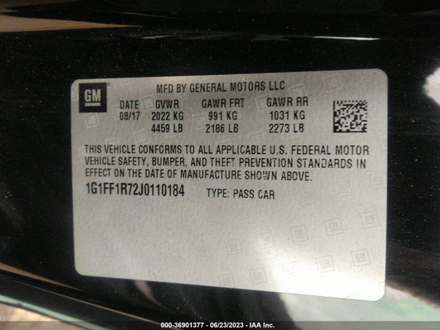 Chevrolet Camaro 1ss 2018 1G1FF1R72J0110184 Image 9