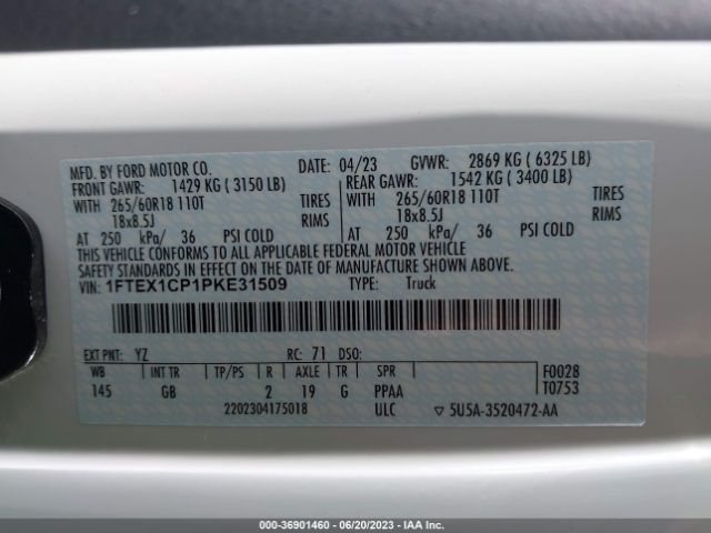 1FTEX1CP1PKE31509 Ford F-150 Xl/xlt